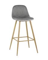 Стул барный Валенсия велюр серый ножки цвет дерево. Фото №1