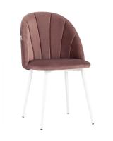 Стул Логан велюр пыльно-розовый белые ножки. Фото №1