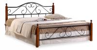 Кровать AT-815 дерево гевея/металл, 160*200 см (Queen bed), красный дуб/черный