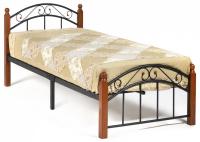 Кровать AT-8077 дерево гевея/металл, 90*200 см (Single bed), красный дуб/черный. Фото №1