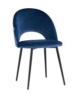 Стул Меган велюр с ромбами синий фото Стул Меган велюр с ромбами синий