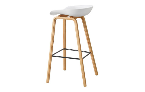 Стул барный BY003 белый бук/матовый черный металл. Фото №4