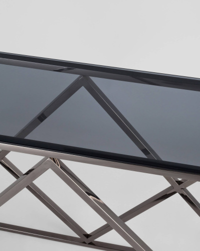 Консоль ИНСИГНИЯ 115*30 сталь темный хром стекло smoke. Фото №7