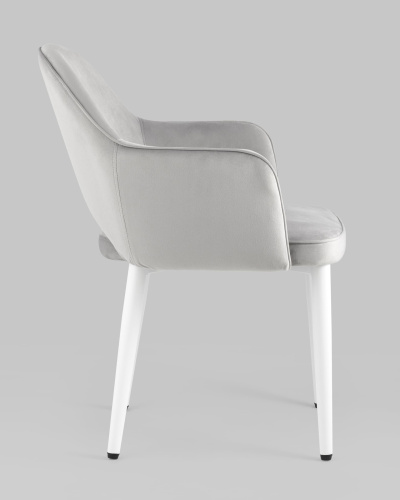 Стул Венера велюр серый ножки белые. Фото №4