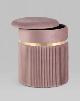 Пуф Миранда с ящиком велюр розовый. Фото