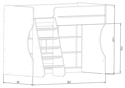 Кровать-чердак Р432-П Капризун 1, древесина коричневая светлая дуб. Фото №5