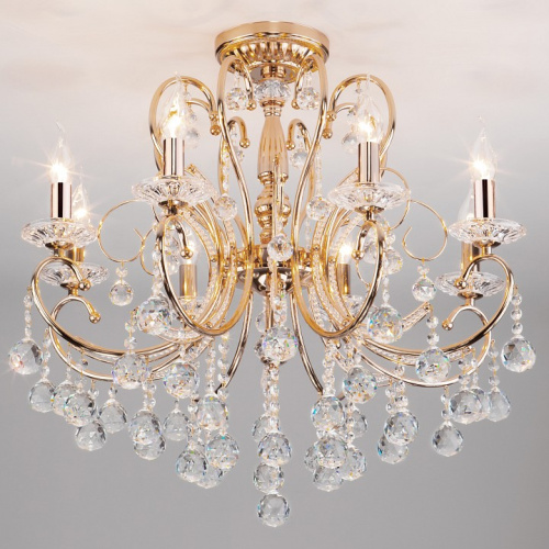 Подвесная люстра Eurosvet Collana 10096/8 золото/прозрачный хрусталь Strotskis. Фото №1