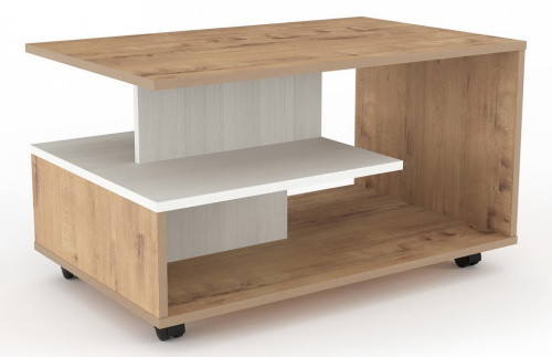 Стол журнальный Bora-Bora НМ 011.41 Белый текстурный/Дуб Бунратти. Фото №1