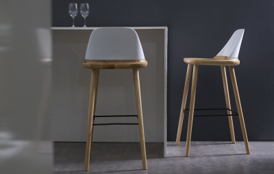 Барный стул BS-S123A белый/бук фото Барный стул BS-S123A белый/бук. Фото №4