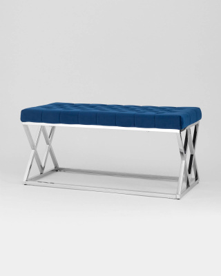 Банкетка ИНСИГНИЯ велюр синий сталь серебро фото Банкетка ИНСИГНИЯ велюр синий сталь серебро. Фото №3