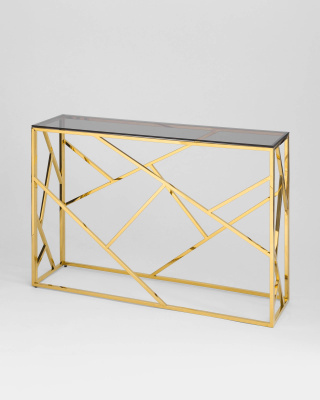 Консоль АРТ ДЕКО 115*30 золото стекло smoke. Фото №3