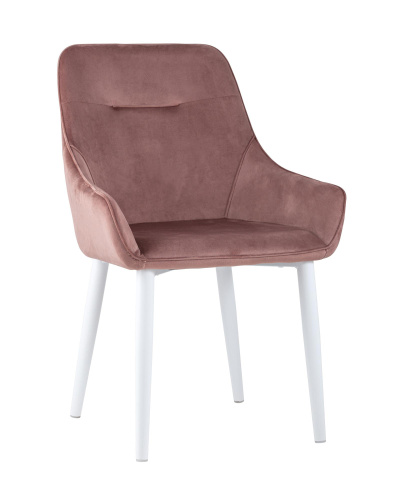 Стул Диана велюр пыльно-розовый ножки белые. Фото №1