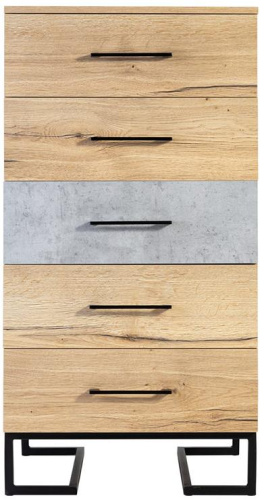 Комод с 5 ящиками Loft Дуб натур/Бетон. Фото №5