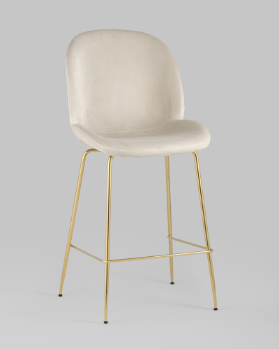 Стул полубарный Beetle со спинкой бежевый. Фото №3