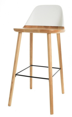 Барный стул BS-S123A белый/бук фото Барный стул BS-S123A белый/бук. Фото №2