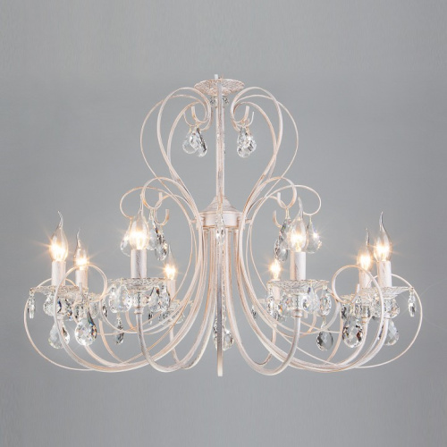 Подвесная люстра Eurosvet Alda 3305/8 белый с золотом/прозрачный хрусталь Strotskis. Фото №1