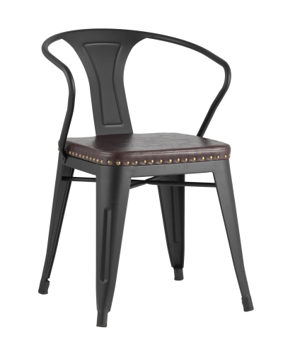 Стул TOLIX ARMS SOFT с подлокотниками черный матовый. Фото №2