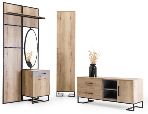 Панель для прихожей с вешалкой Loft Дуб Натур. Фото №7