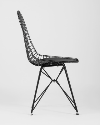 Стул обеденный Eiffel черный с черной подушкой. Фото