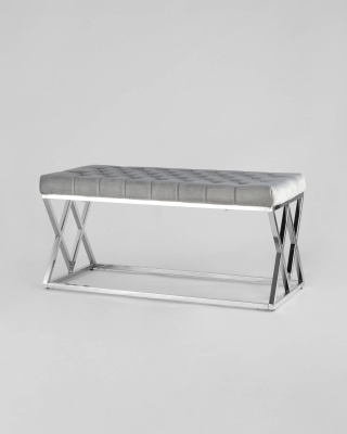 Банкетка ИНСИГНИЯ велюр серый сталь серебро. Фото №3